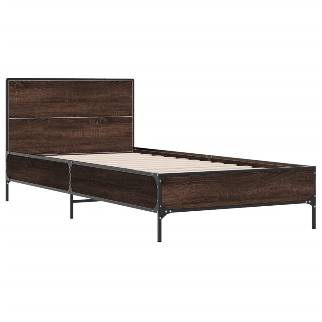 vidaXL Bed Frame without Mattress Brown Oak 100x200 cm