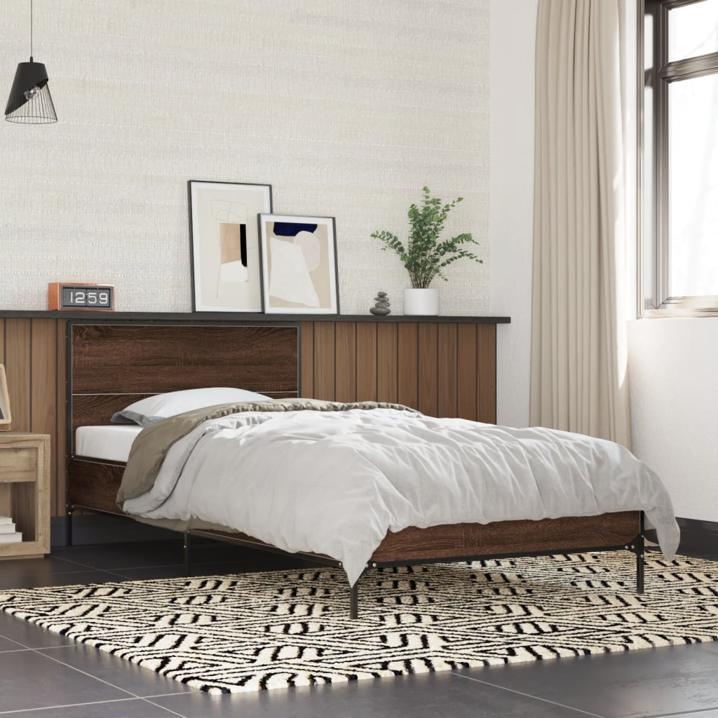 vidaXL Bed Frame without Mattress Brown Oak 100x200 cm