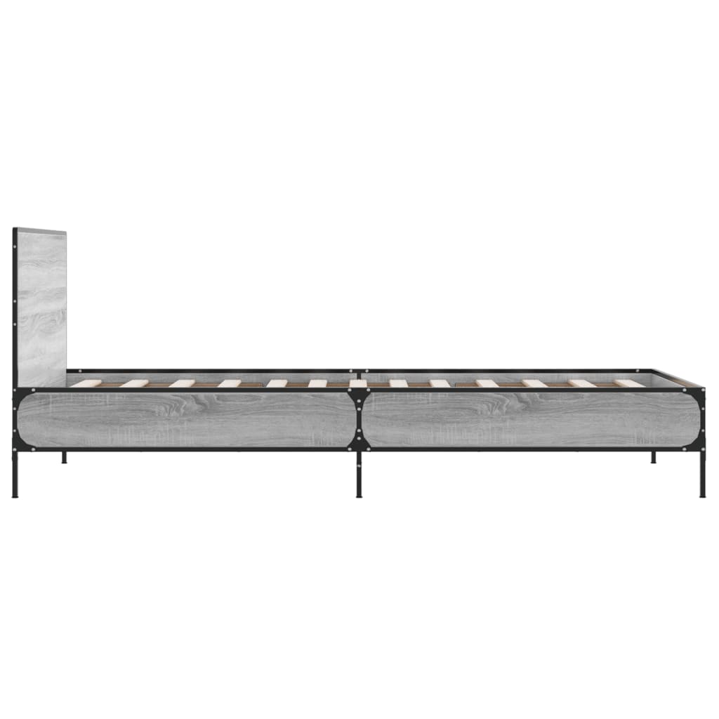 vidaXL Bed Frame without Mattress Grey Sonoma 75x190 cm Small Single