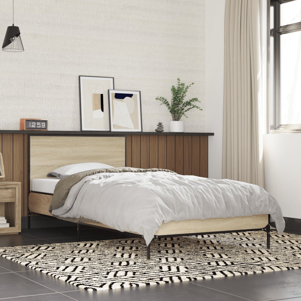 vidaXL Bed Frame without Mattress Sonoma Oak 90x190 cm Single