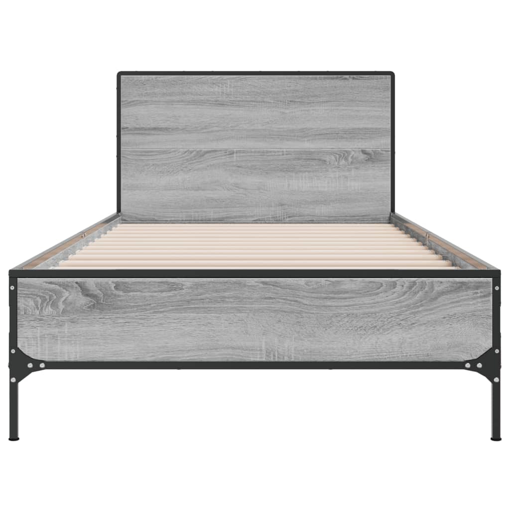 vidaXL Bed Frame without Mattress Grey Sonoma 90x190 cm Single