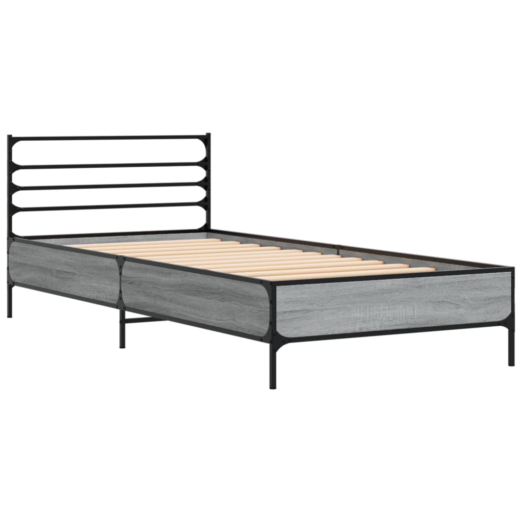 vidaXL Bed Frame without Mattress Grey Sonoma 90x200 cm