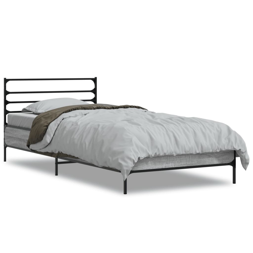 vidaXL Bed Frame without Mattress Grey Sonoma 90x200 cm