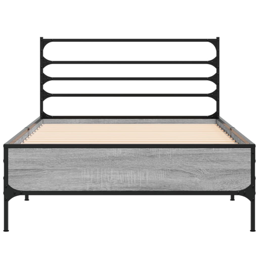 vidaXL Bed Frame without Mattress Grey Sonoma 90x200 cm