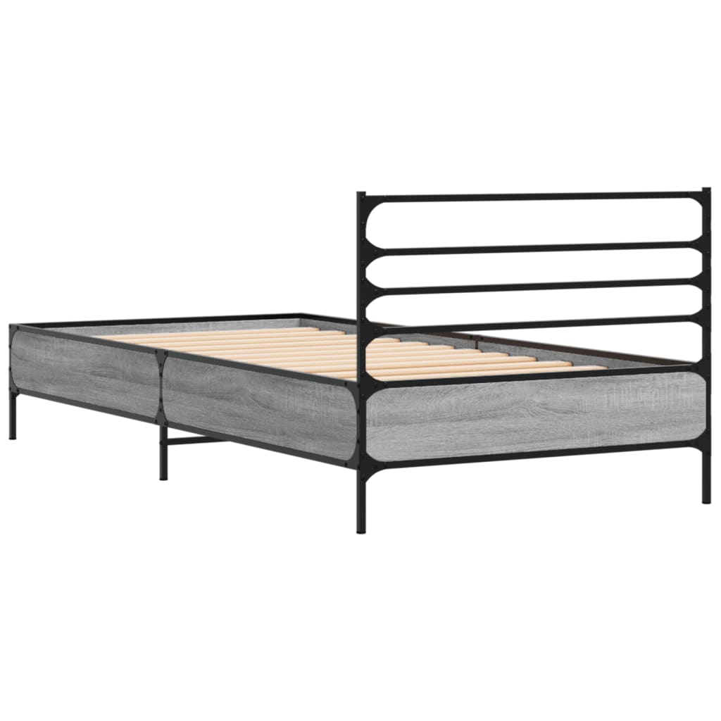 vidaXL Bed Frame without Mattress Grey Sonoma 90x200 cm