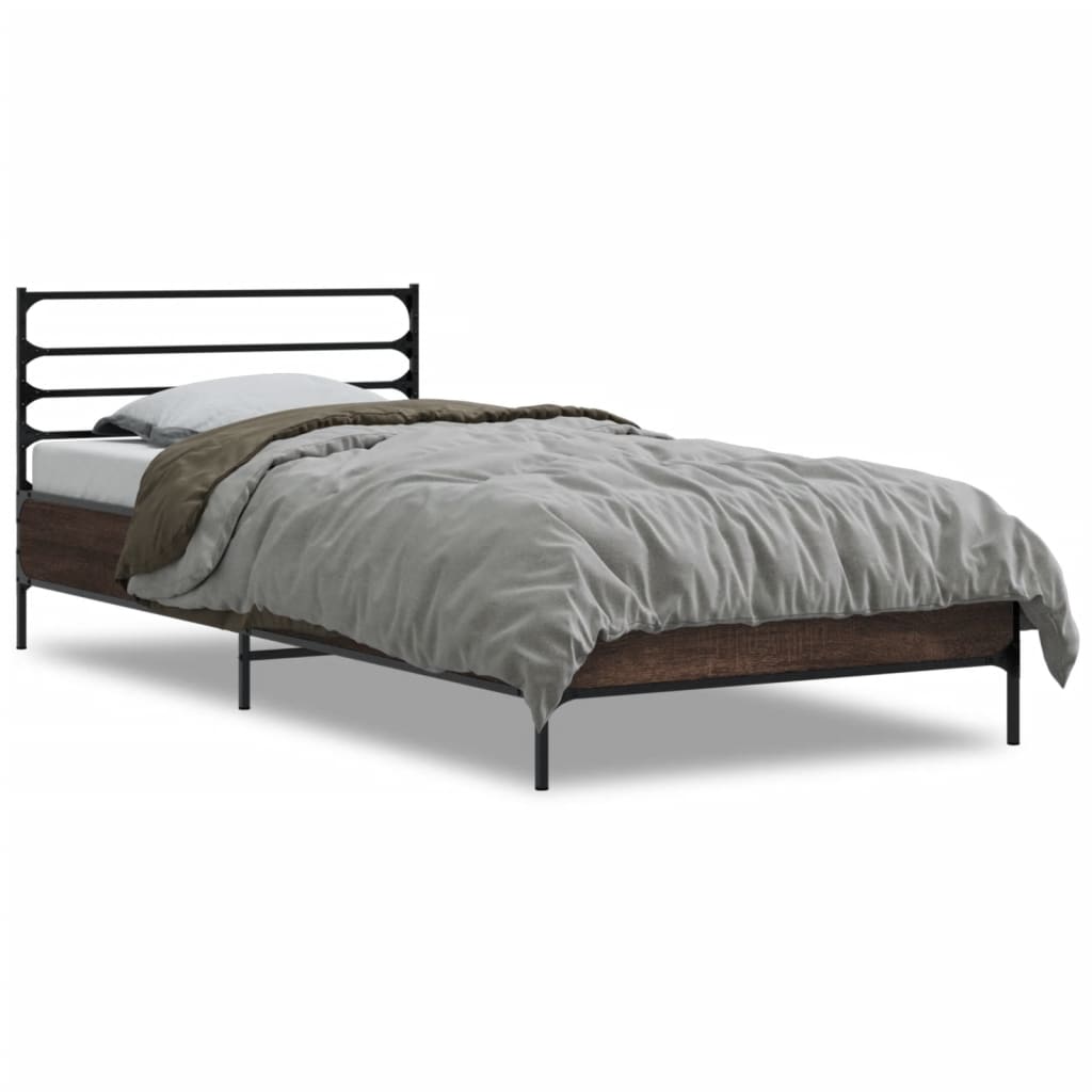 vidaXL Bed Frame without Mattress Brown Oak 90x200 cm