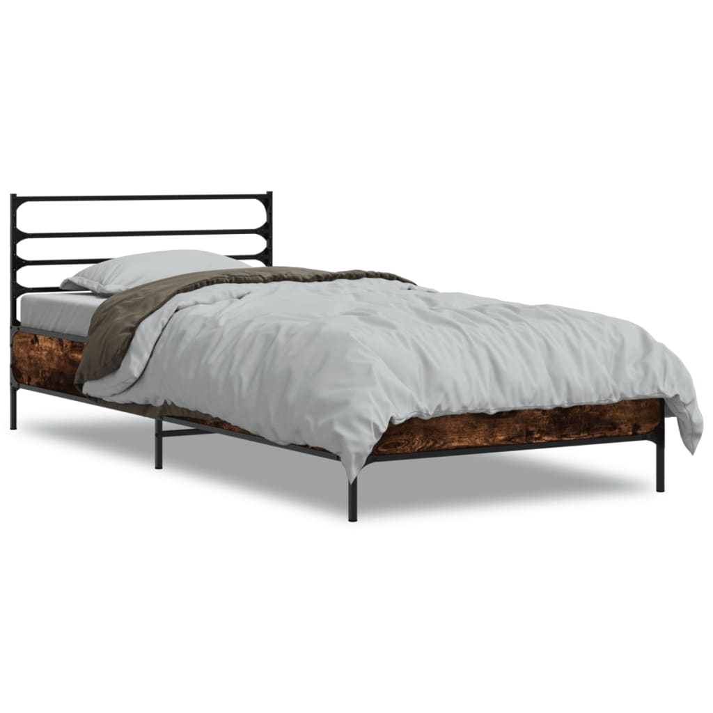 vidaXL Bed Frame without Mattress Smoked Oak 100x200 cm