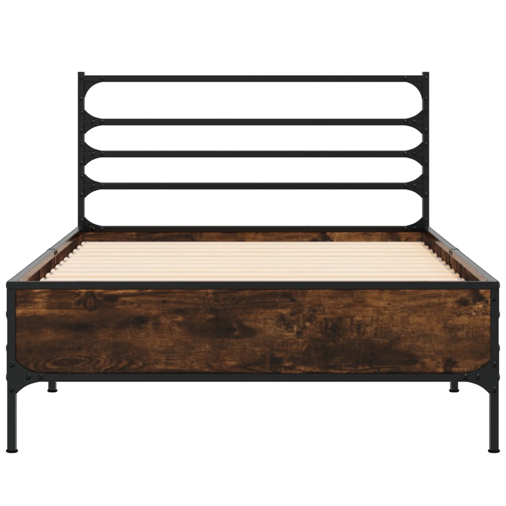 vidaXL Bed Frame without Mattress Smoked Oak 100x200 cm