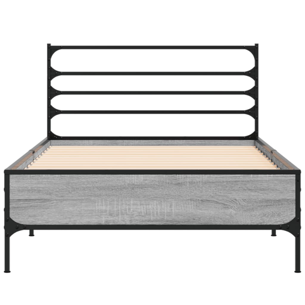 vidaXL Bed Frame without Mattress Grey Sonoma 100x200 cm