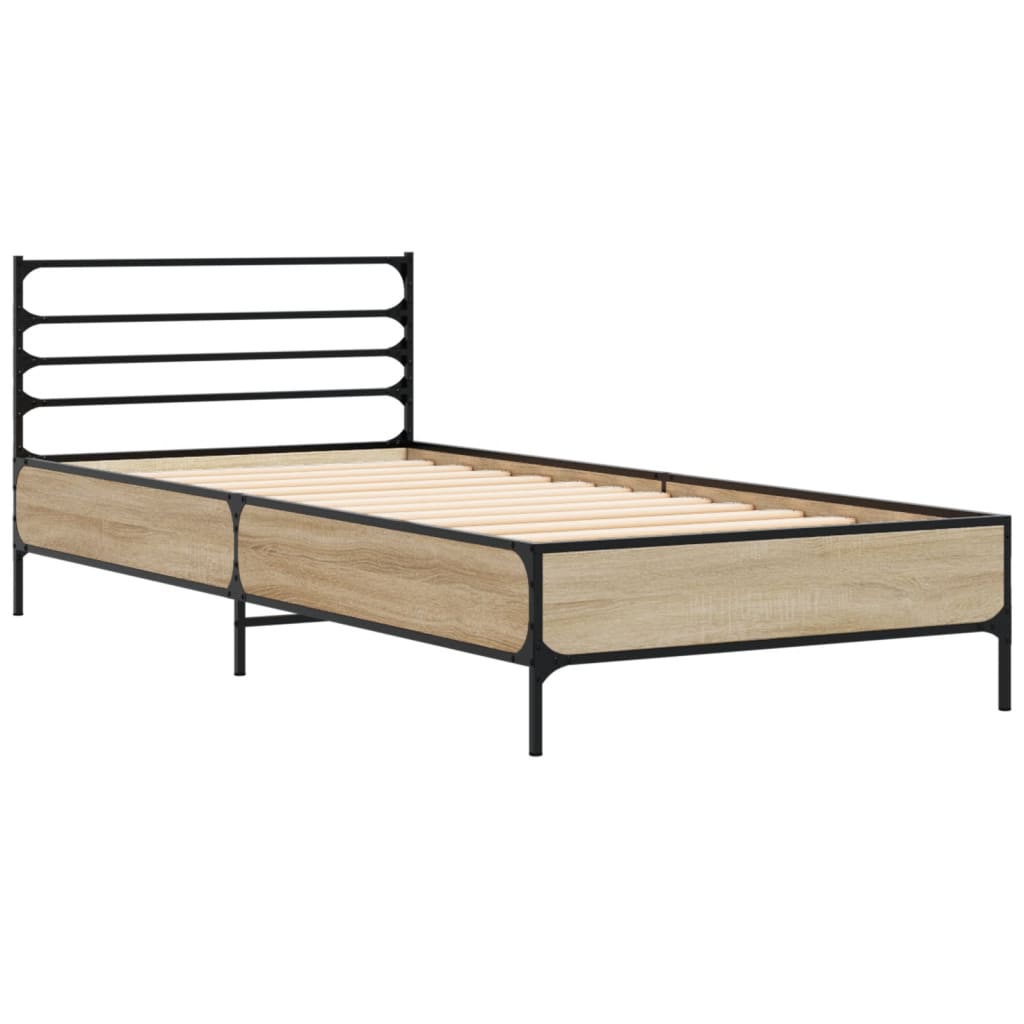 vidaXL Bed Frame without Mattress Sonoma Oak 75x190 cm Small Single