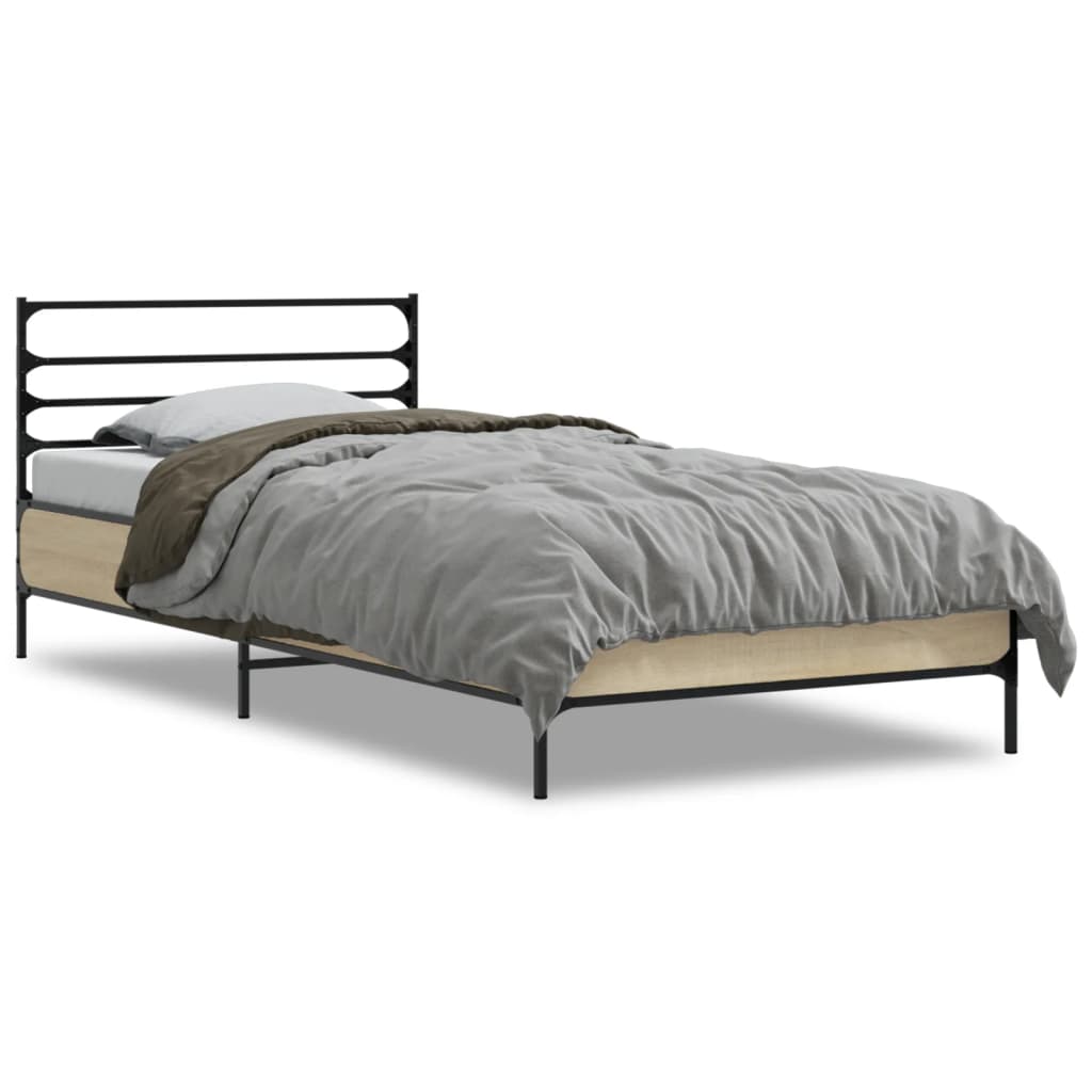 vidaXL Bed Frame without Mattress Sonoma Oak 75x190 cm Small Single