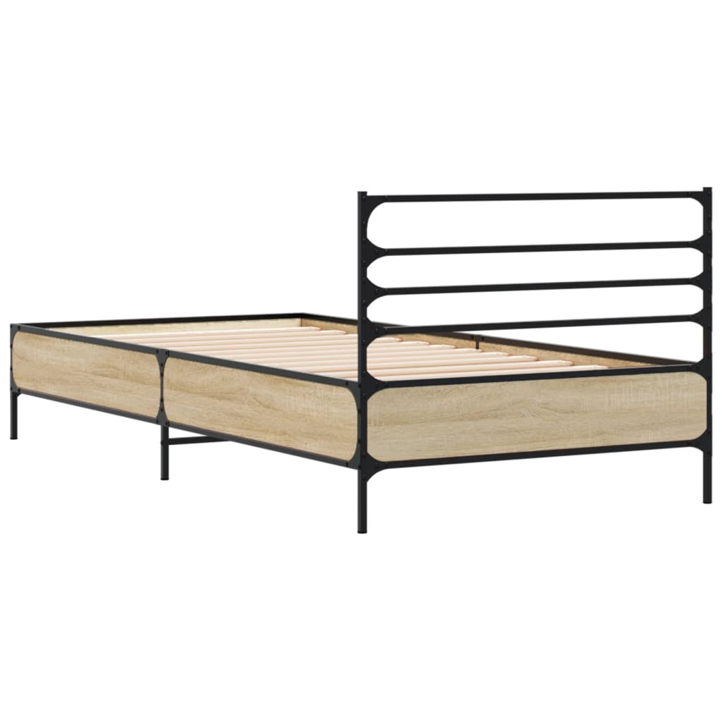 vidaXL Bed Frame without Mattress Sonoma Oak 75x190 cm Small Single