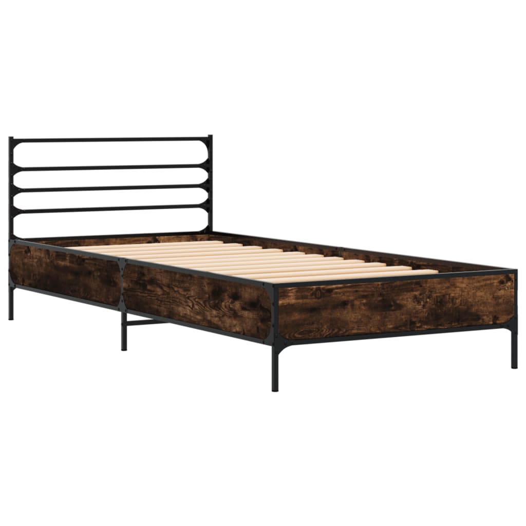 vidaXL Bed Frame without Mattress Smoked Oak 75x190 cm Small Single