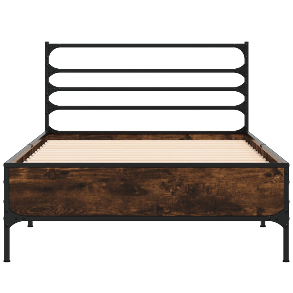 vidaXL Bed Frame without Mattress Smoked Oak 75x190 cm Small Single