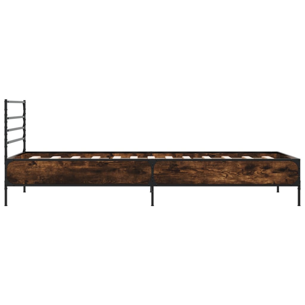 vidaXL Bed Frame without Mattress Smoked Oak 75x190 cm Small Single