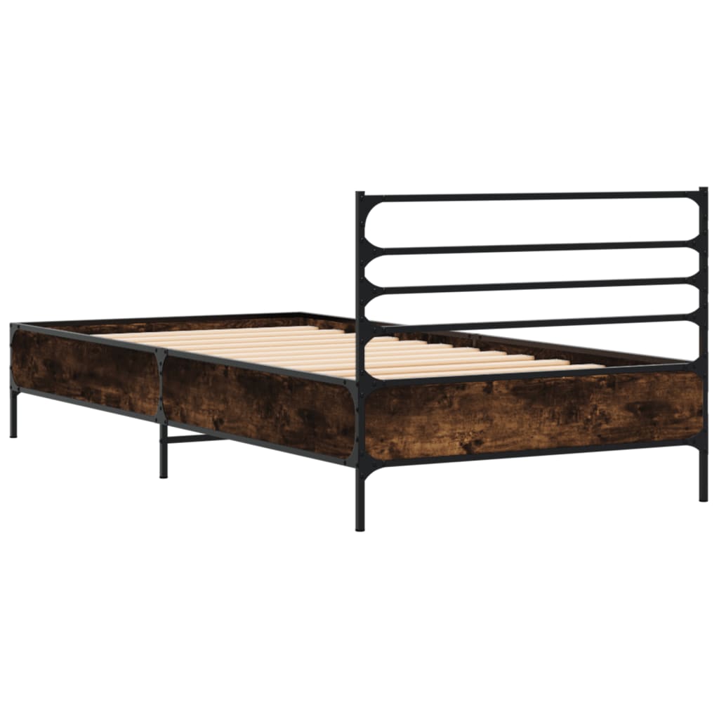 vidaXL Bed Frame without Mattress Smoked Oak 75x190 cm Small Single