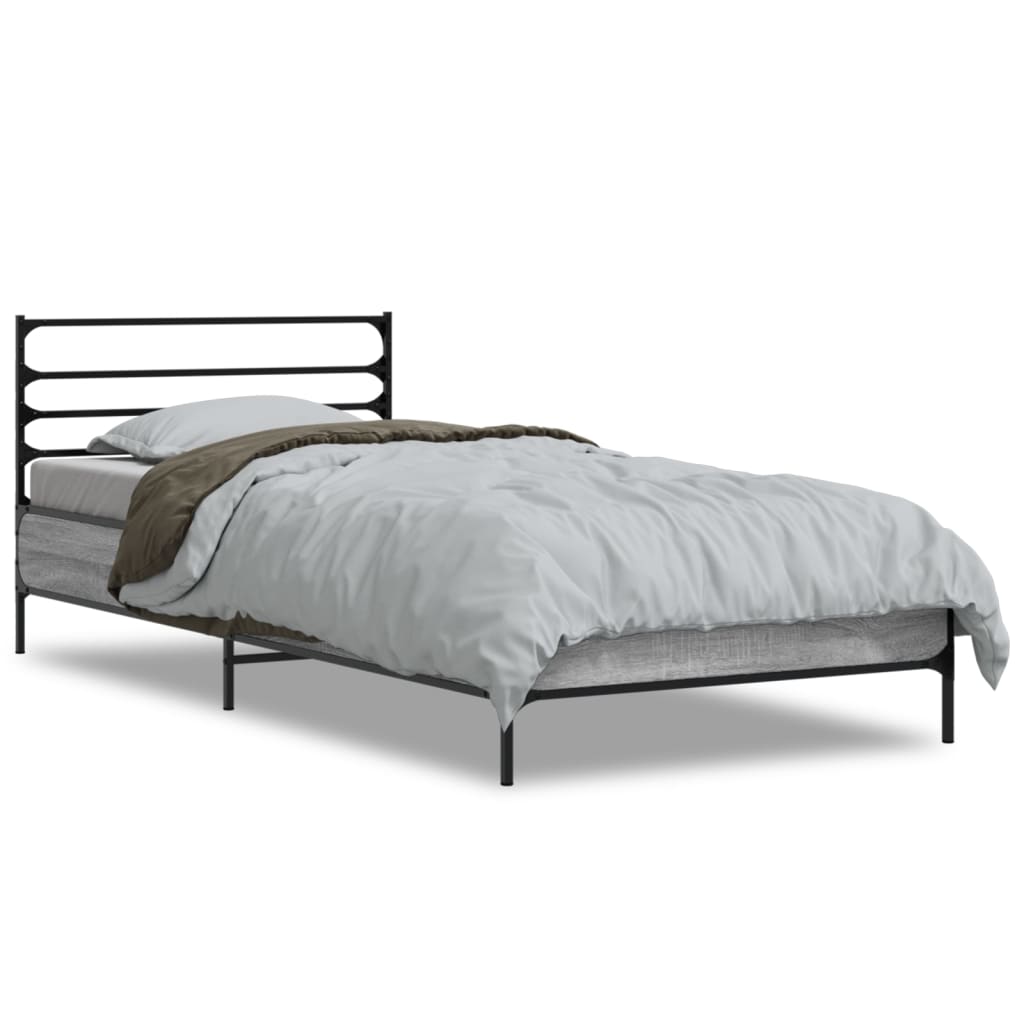 vidaXL Bed Frame without Mattress Grey Sonoma 75x190 cm Small Single