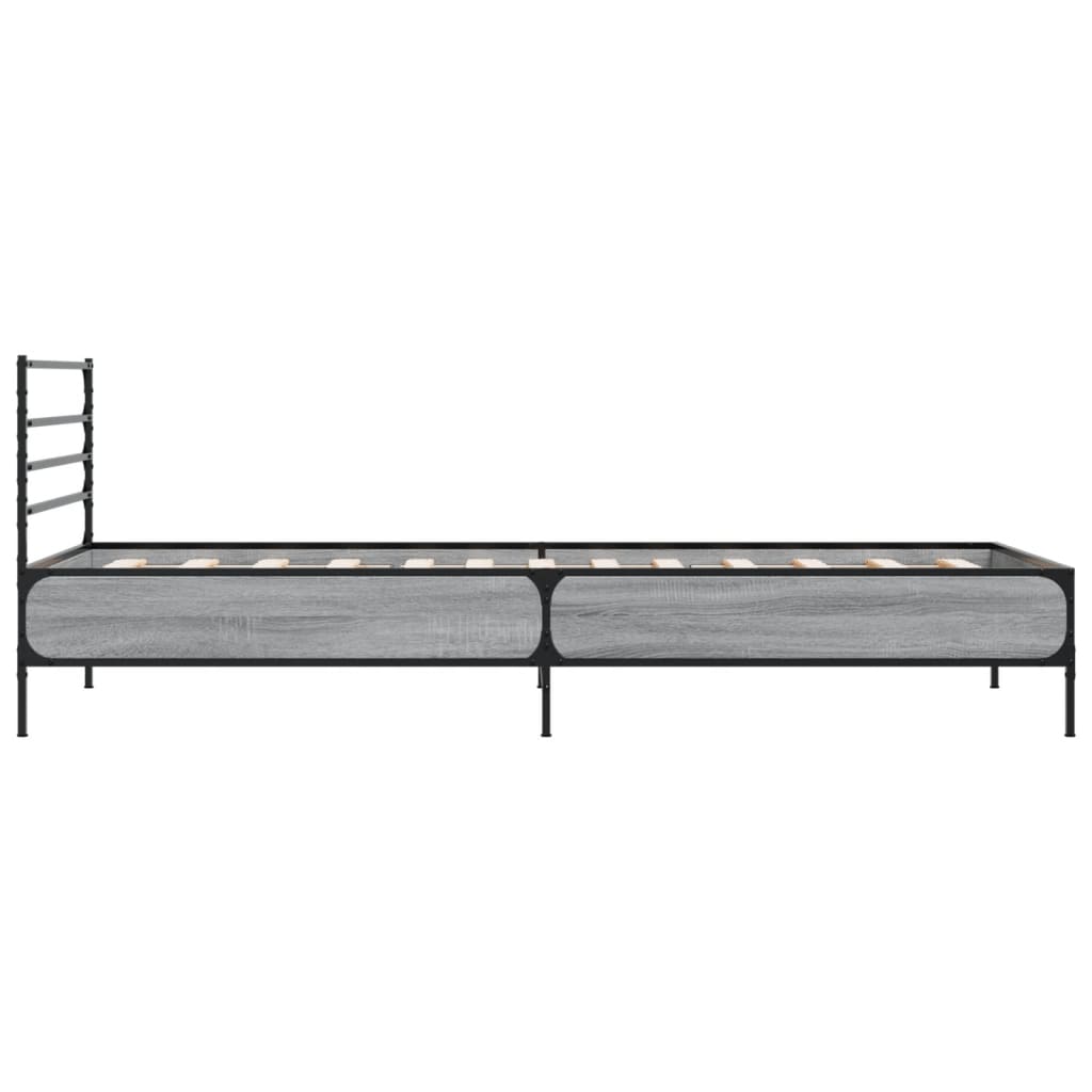 vidaXL Bed Frame without Mattress Grey Sonoma 75x190 cm Small Single