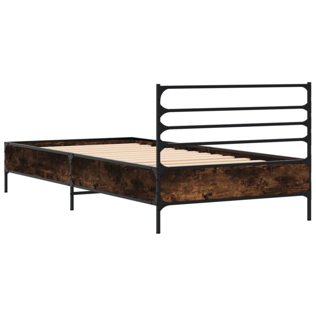 vidaXL Bed Frame without Mattress Smoked Oak 90x190 cm Single