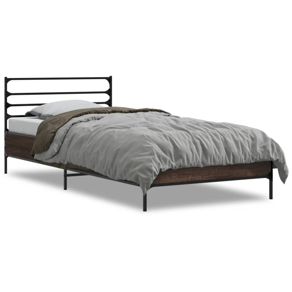 vidaXL Bed Frame without Mattress Brown Oak 90x190 cm Single