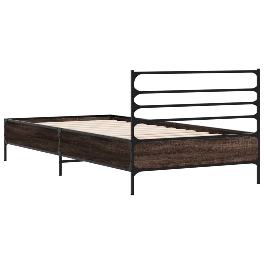 vidaXL Bed Frame without Mattress Brown Oak 90x190 cm Single