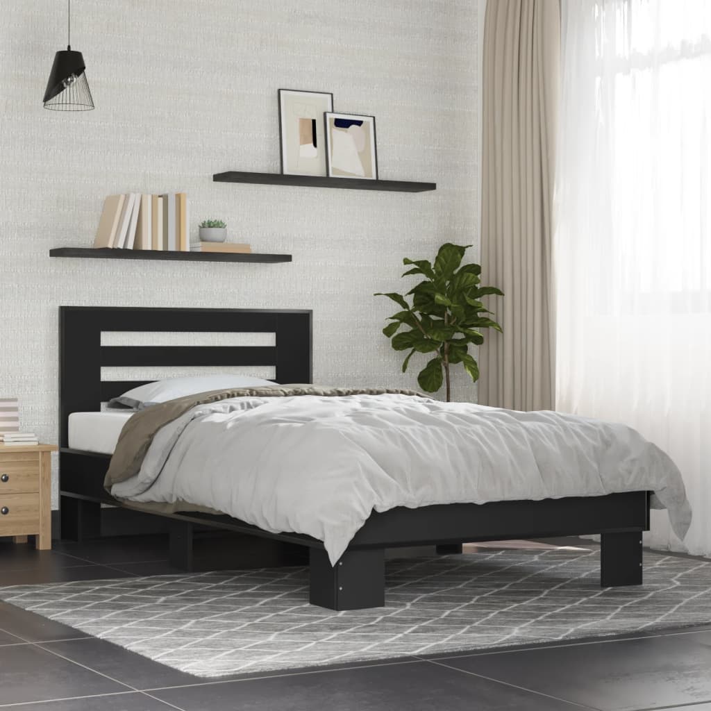 vidaXL Bed Frame without Mattress Black 100x200 cm