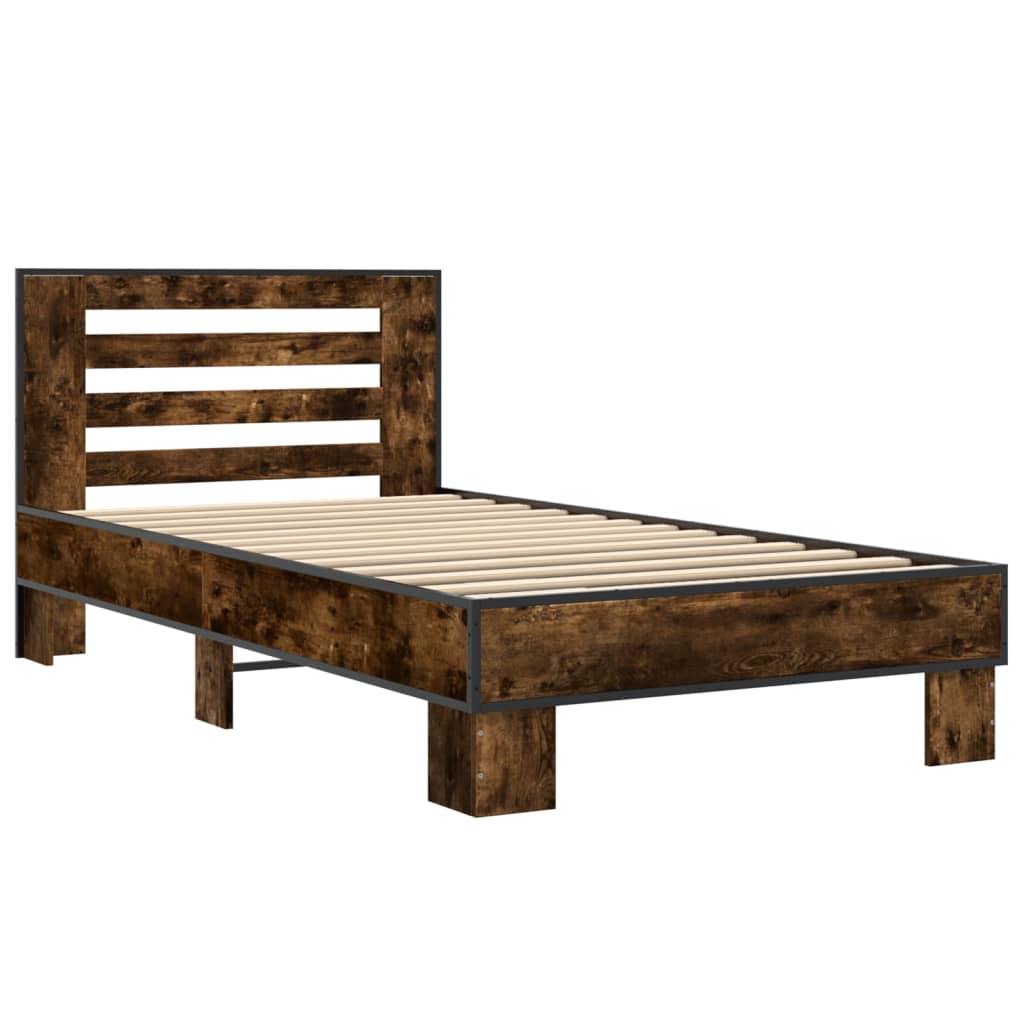 vidaXL Bed Frame without Mattress Smoked Oak 100x200 cm