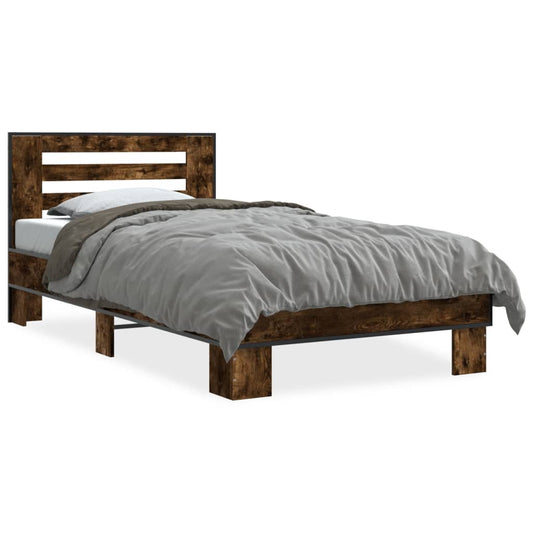 vidaXL Bed Frame without Mattress Smoked Oak 100x200 cm