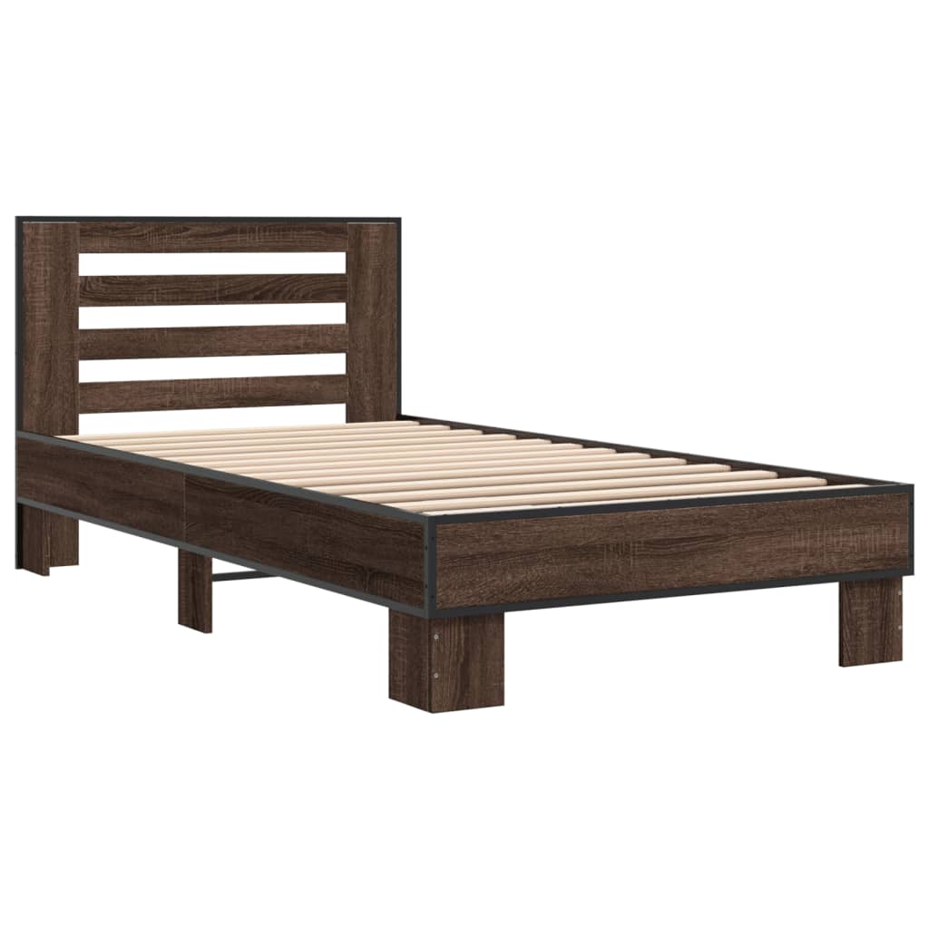 vidaXL Bed Frame without Mattress Brown Oak 90x200 cm