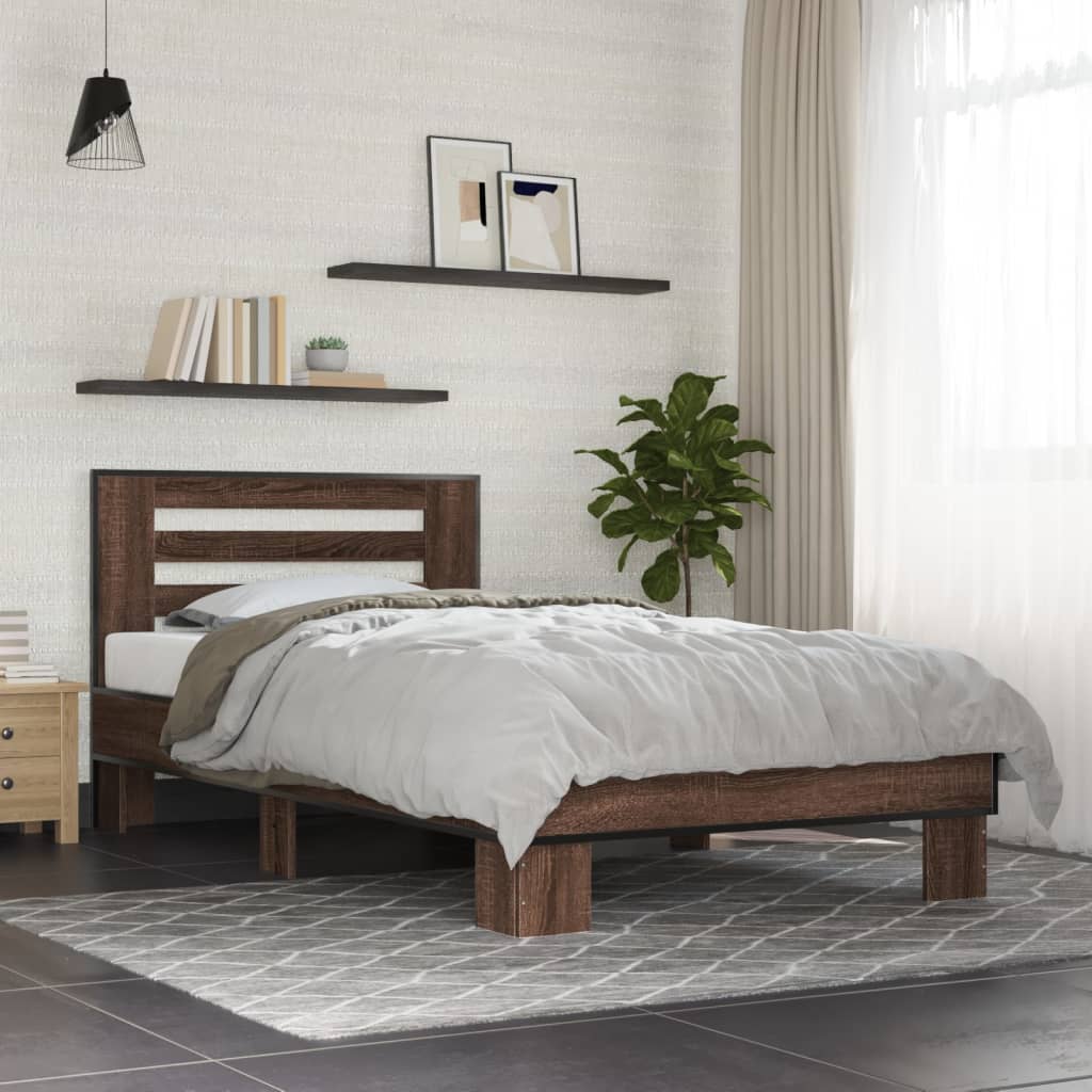 vidaXL Bed Frame without Mattress Brown Oak 90x200 cm