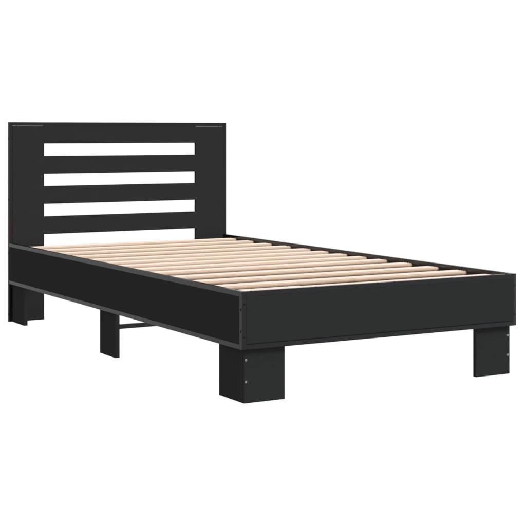 vidaXL Bed Frame without Mattress Black 75x190 cm Small Single