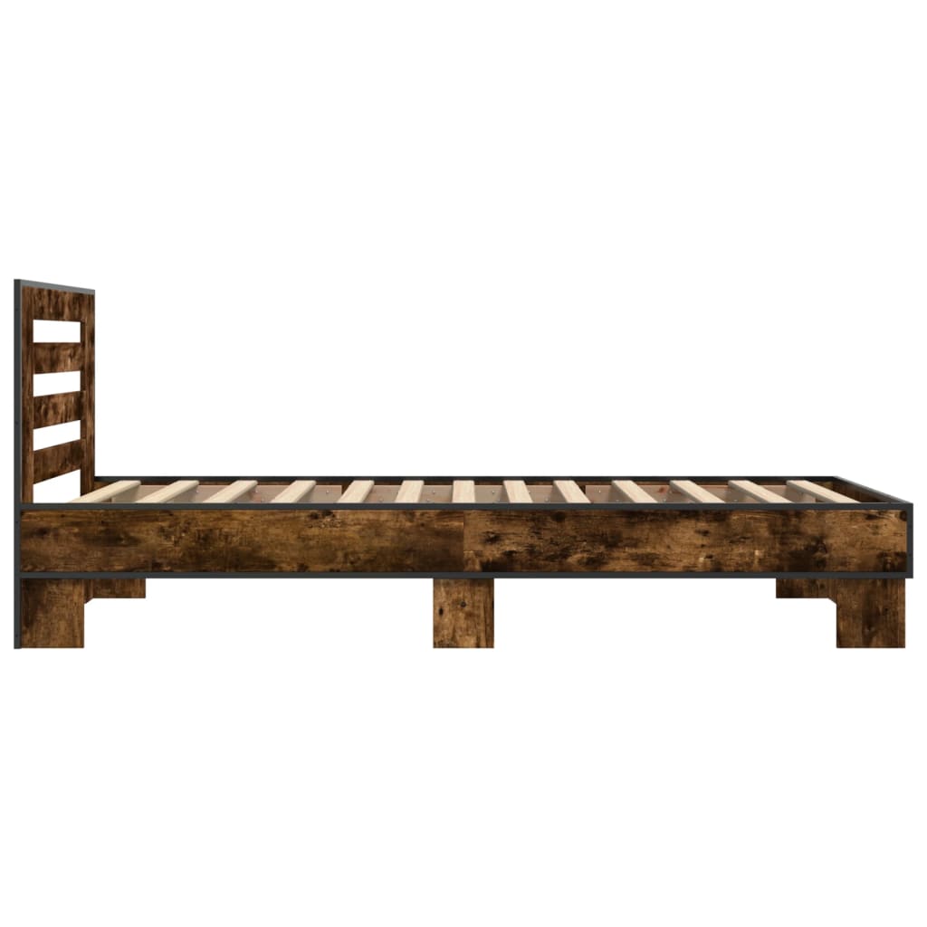 vidaXL Bed Frame without Mattress Smoked Oak 75x190 cm Small Single