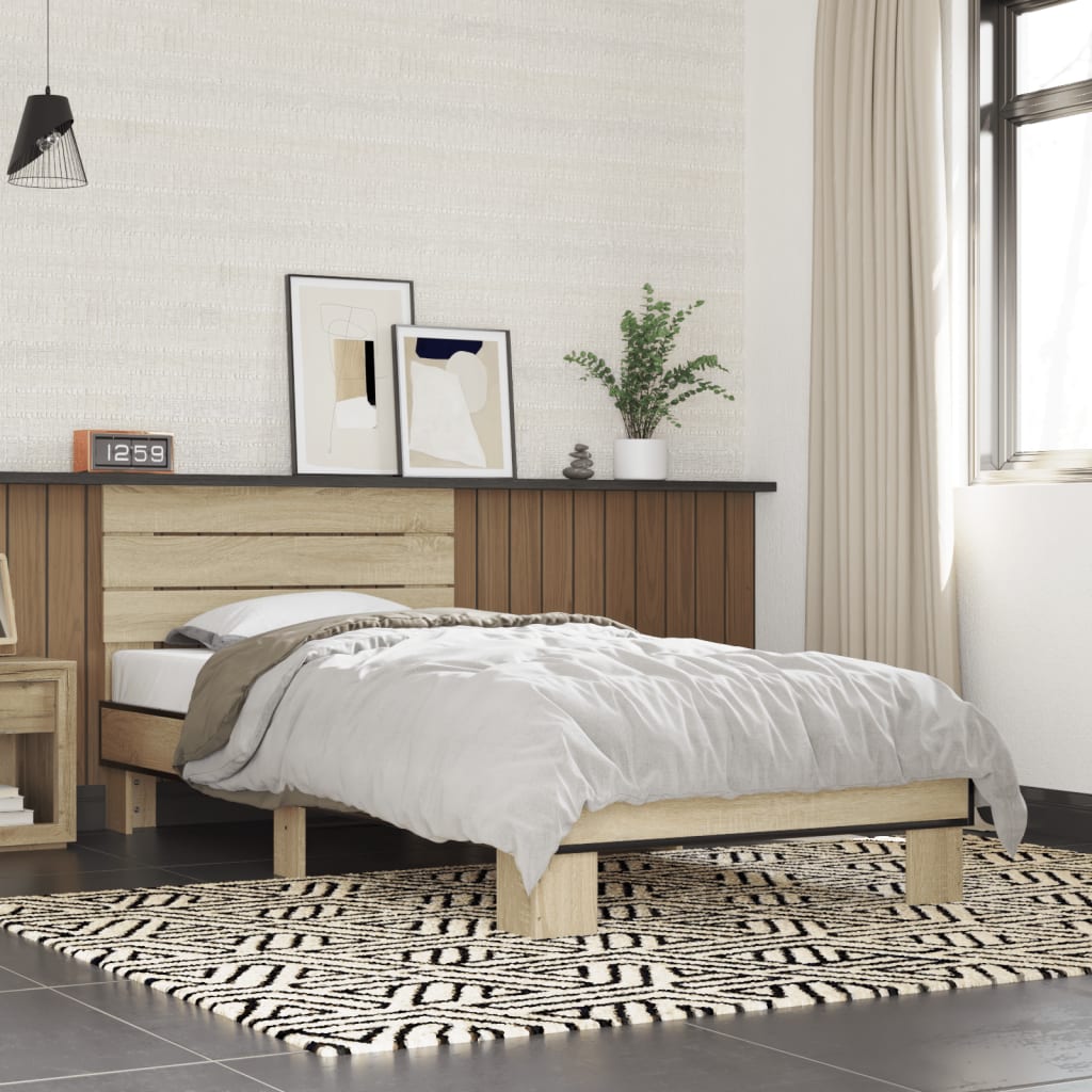 vidaXL Bed Frame without Mattress Sonoma Oak 100x200 cm