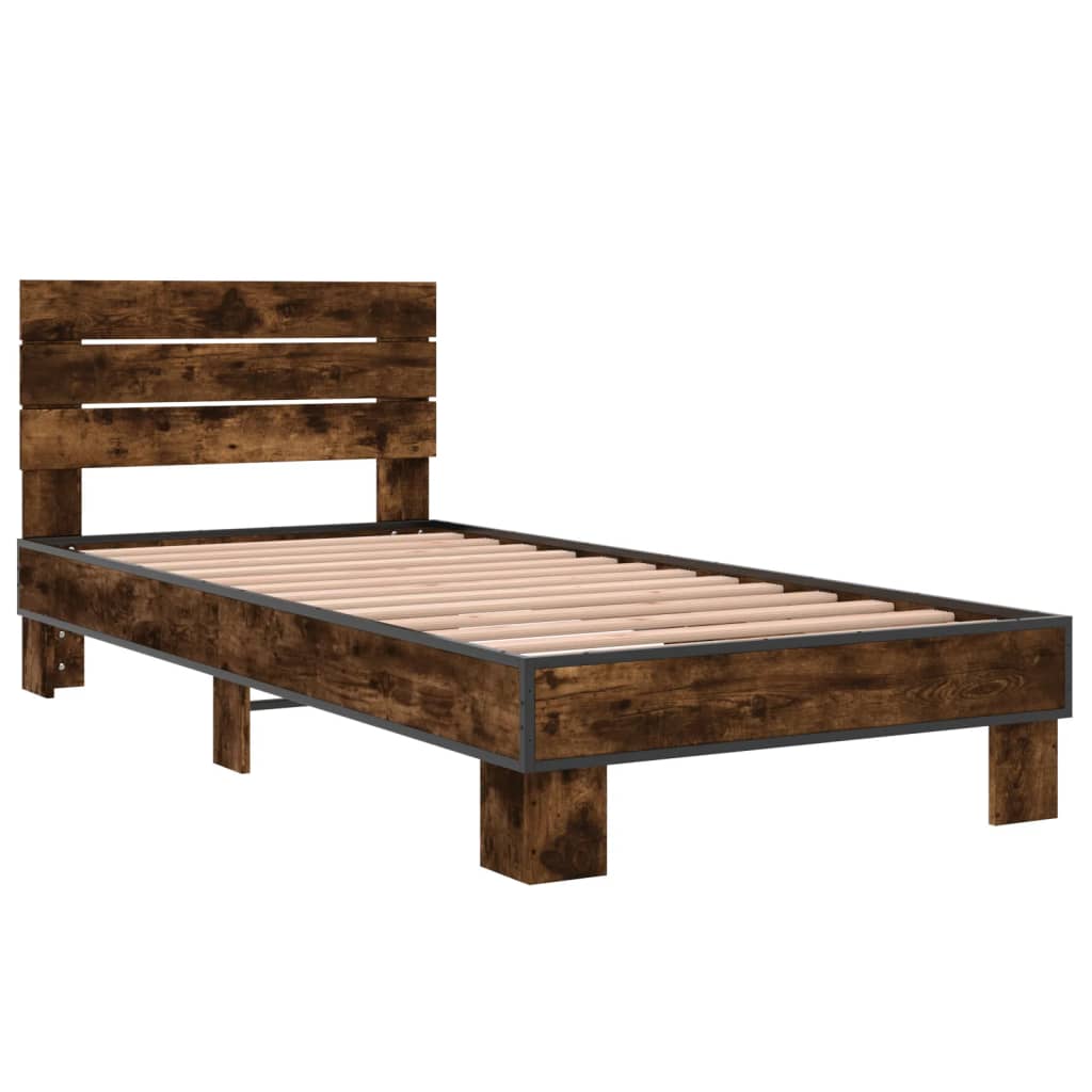 vidaXL Bed Frame without Mattress Smoked Oak 100x200 cm