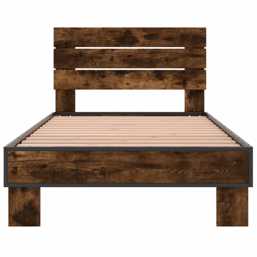 vidaXL Bed Frame without Mattress Smoked Oak 100x200 cm