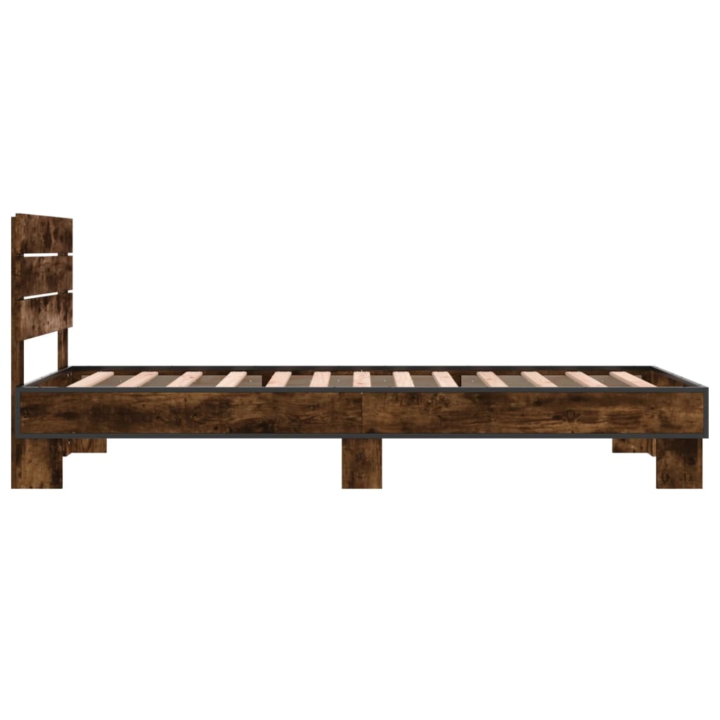 vidaXL Bed Frame without Mattress Smoked Oak 100x200 cm