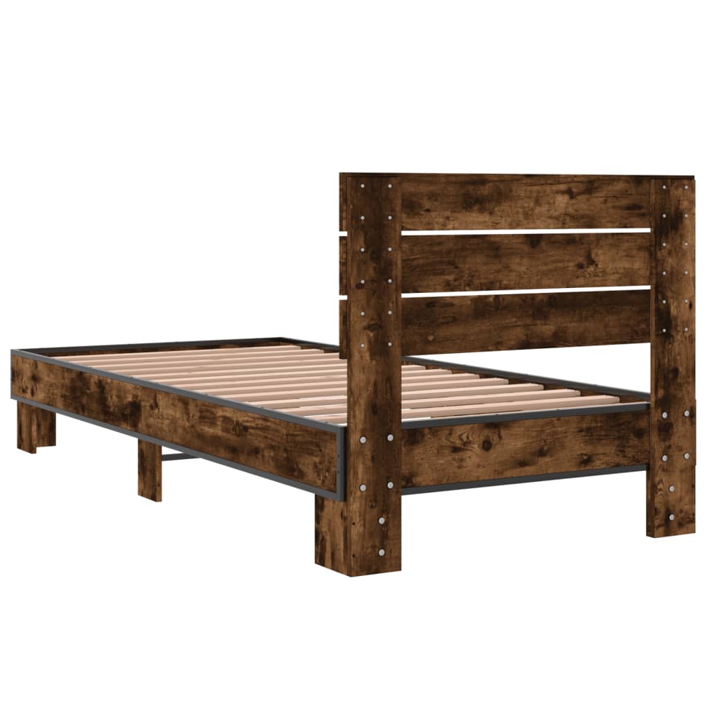 vidaXL Bed Frame without Mattress Smoked Oak 100x200 cm