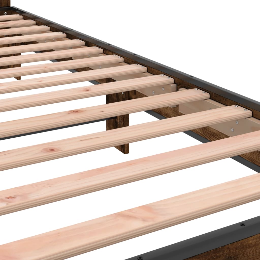 vidaXL Bed Frame without Mattress Smoked Oak 100x200 cm