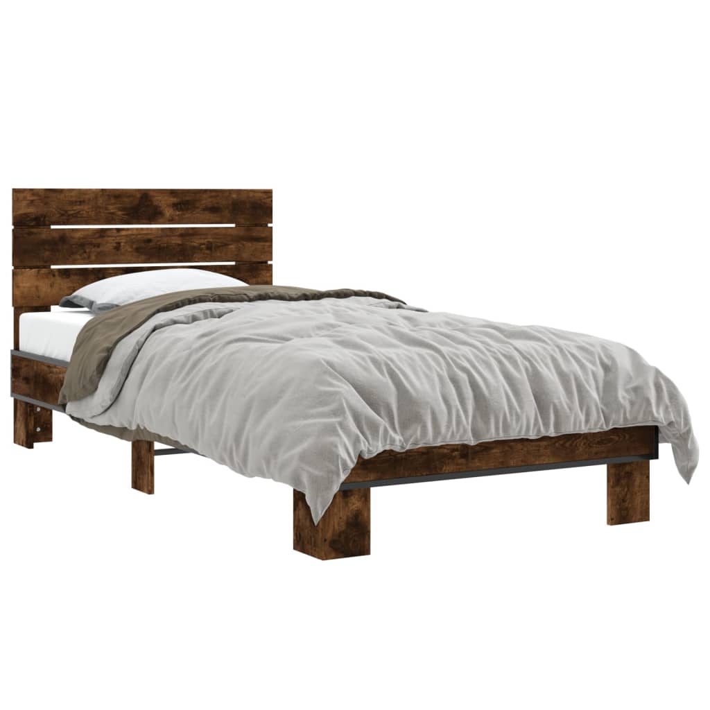 vidaXL Bed Frame without Mattress Smoked Oak 100x200 cm