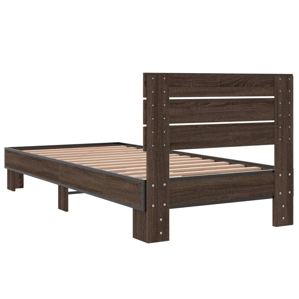 vidaXL Bed Frame without Mattress Brown Oak 100x200 cm