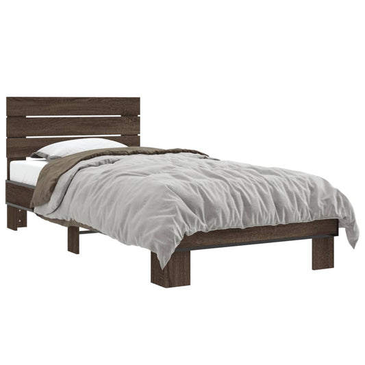 vidaXL Bed Frame without Mattress Brown Oak 100x200 cm