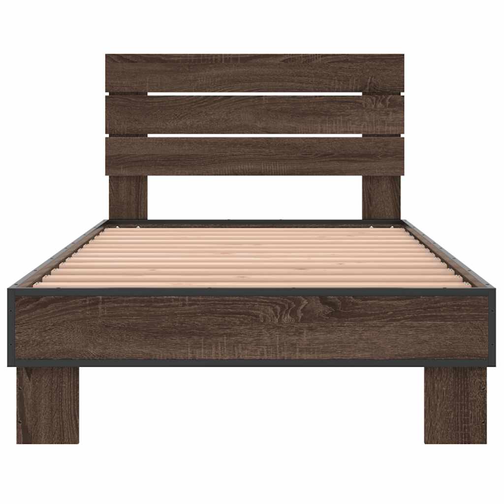 Bed Frame without Mattress Brown Oak 90x200 cm