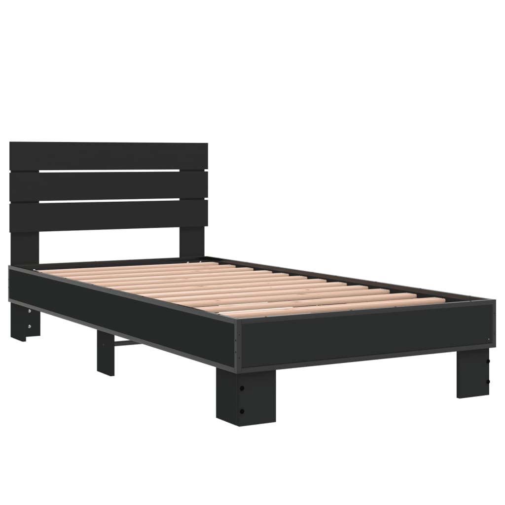 vidaXL Bed Frame without Mattress Black 75x190 cm Small Single