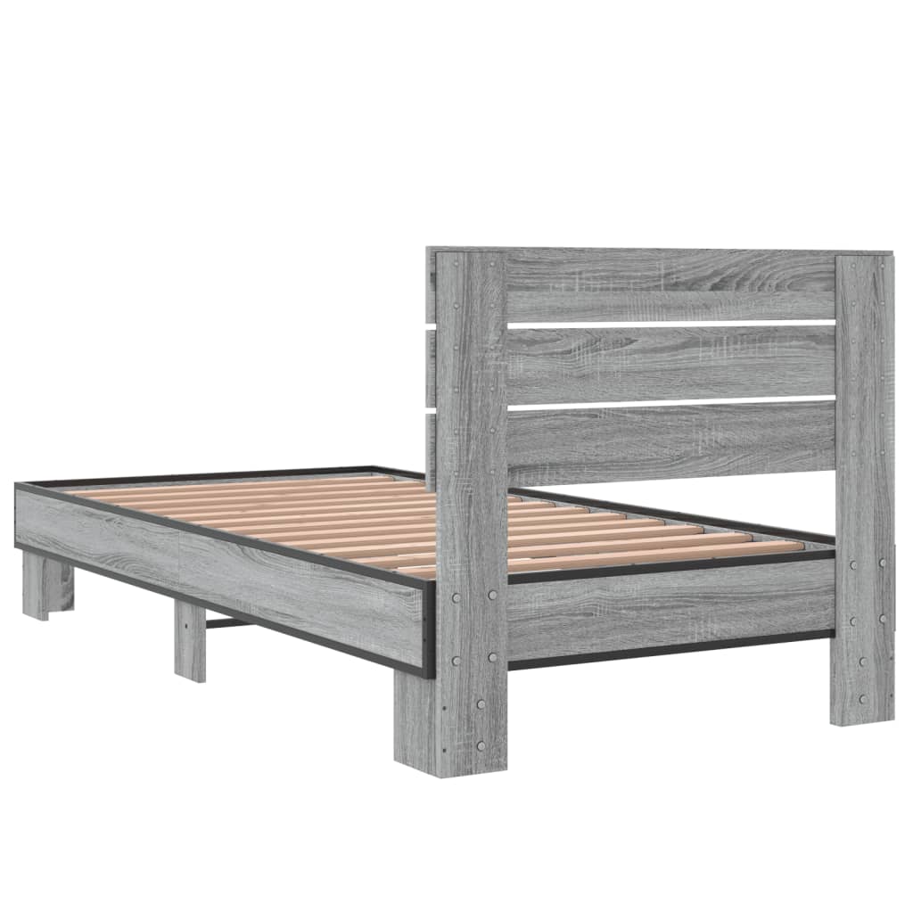 vidaXL Bed Frame without Mattress Grey Sonoma 75x190 cm Small Single