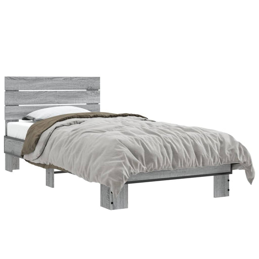 vidaXL Bed Frame without Mattress Grey Sonoma 75x190 cm Small Single