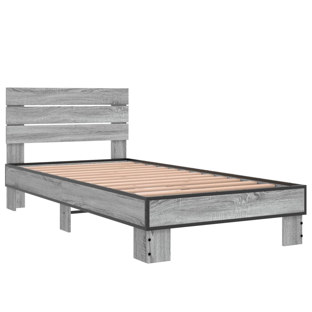 vidaXL Bed Frame without Mattress Grey Sonoma 90x190 cm Single