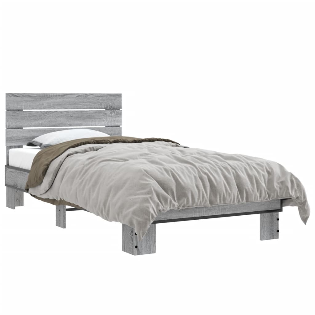 vidaXL Bed Frame without Mattress Grey Sonoma 90x190 cm Single