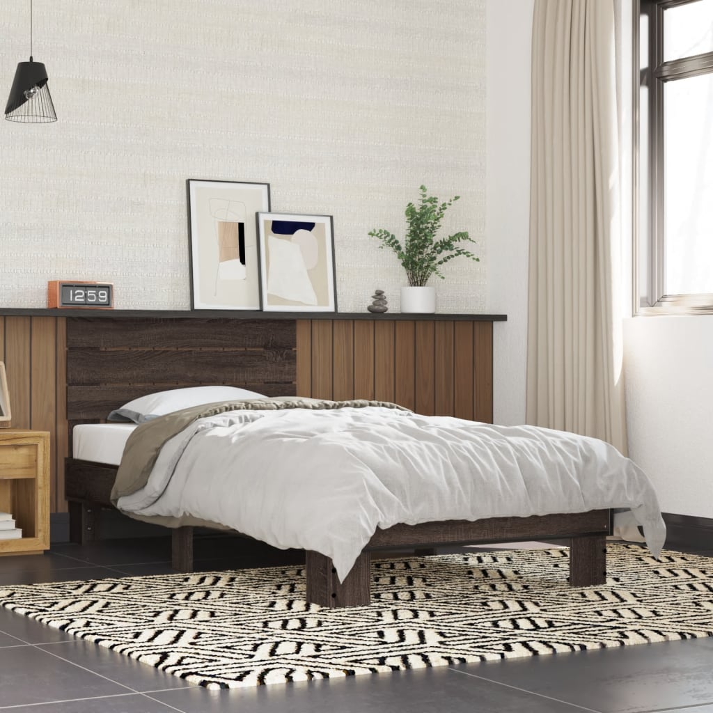 vidaXL Bed Frame without Mattress Brown Oak 90x190 cm Single