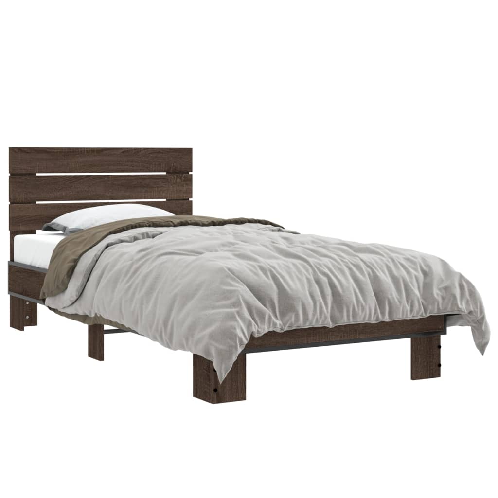 vidaXL Bed Frame without Mattress Brown Oak 90x190 cm Single