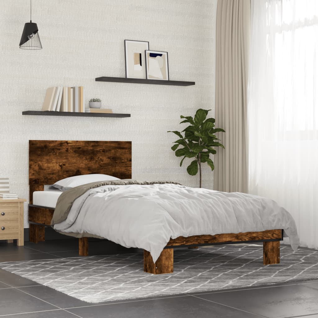 vidaXL Bed Frame without Mattress Smoked Oak 90x200 cm